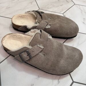 Birkenstock Stone Coin Boston Shearling Clogs Size 38 / 7 US Women’s
